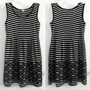 Max Studio stretchy textured striped mini dress, black white